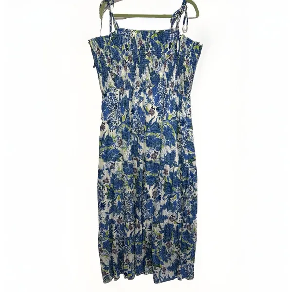 Hailey & Co Women's Plus Size‎ 3X Blue Floral Smocked Tie-Strap Maxi Dress - Image 2