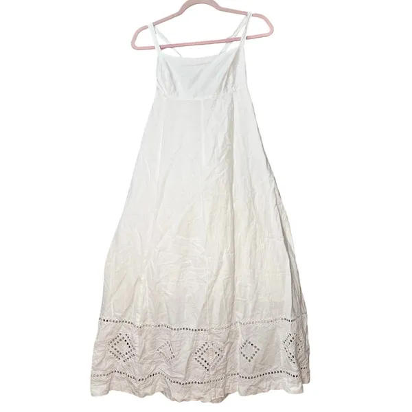 Madewell Embroidered Eyelet Tie Back‎ Cami Midi Dress Size 10 White - Image 5