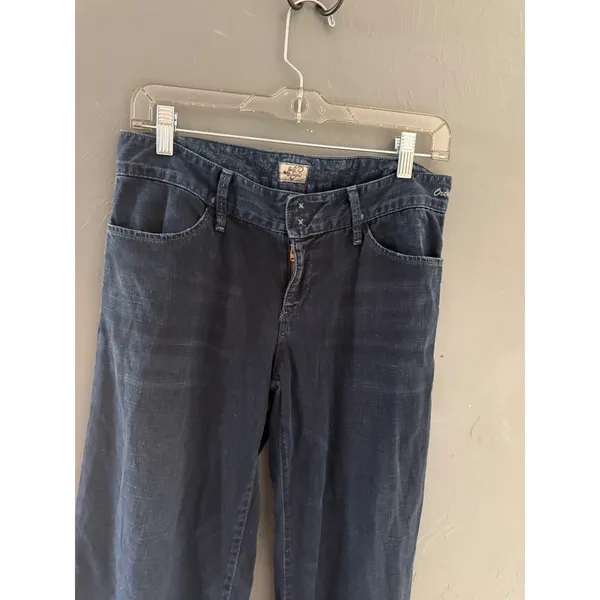 Goldsign Orchid Wide Leg Tall Jeans Dark Wash Blue Flare Denim 28 Made in USA - Image 4