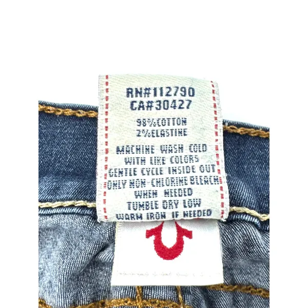 True Religion Casey Skinny Jeans Dark Wash Low Rise Horseshoe Stitch Size 25 - Image 7