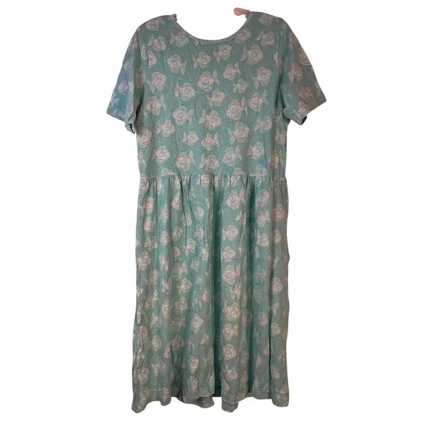 Fresh Produce Teal Fish Print Cotton Midi Dress ASDRISF 21187 Aqua Medium‎ - Image 2