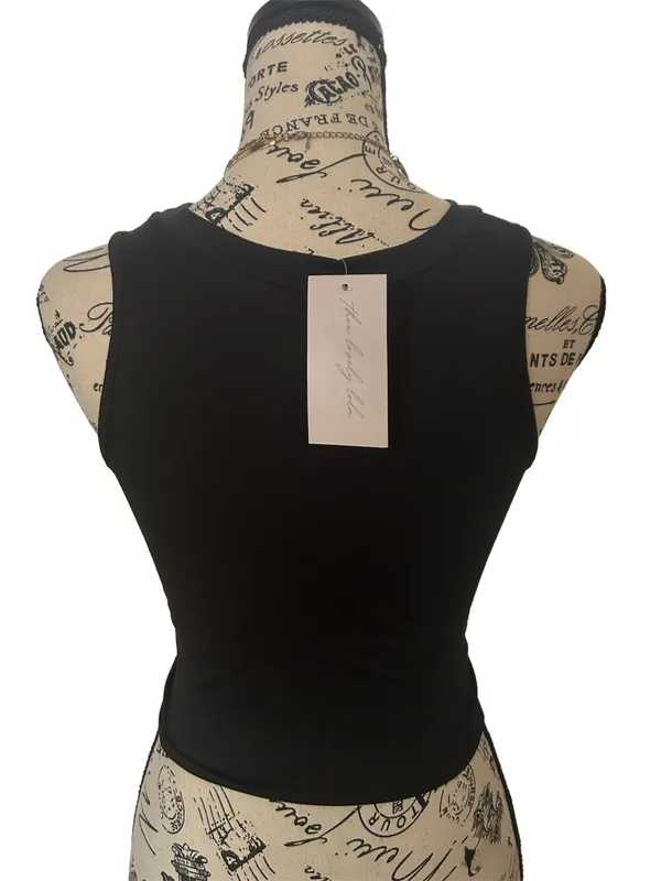 Size Large Peekaboo Crop Black - Image 2