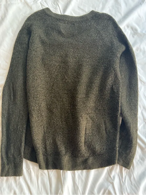 Abercrombie & Fitch Olive Green Crewneck Sweater with Zip Detail - Image 3