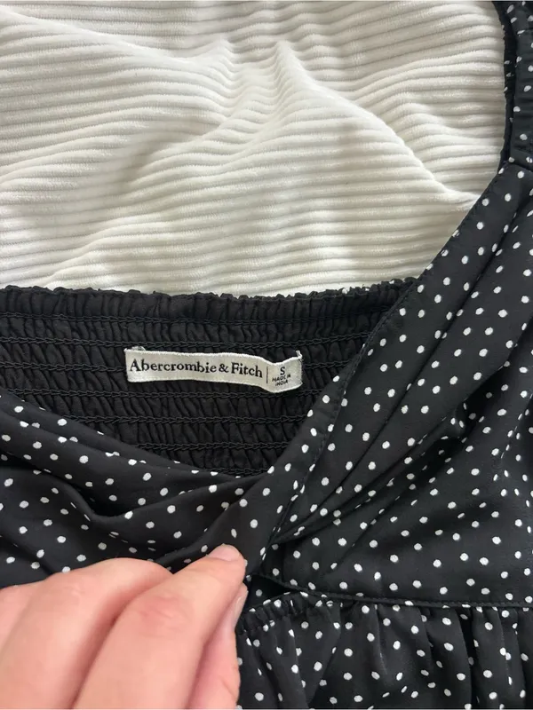 Abercrombie Black Polka Dot Long-Sleeve Peplum Top - Image 2