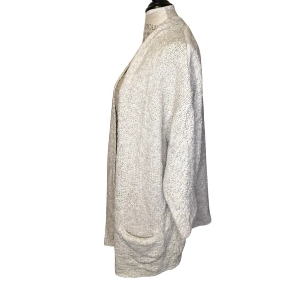 Aerie Wool Blend Cozy Women's Gray Cream Sweater Cardigan Wool Blend L / XL - Image 6