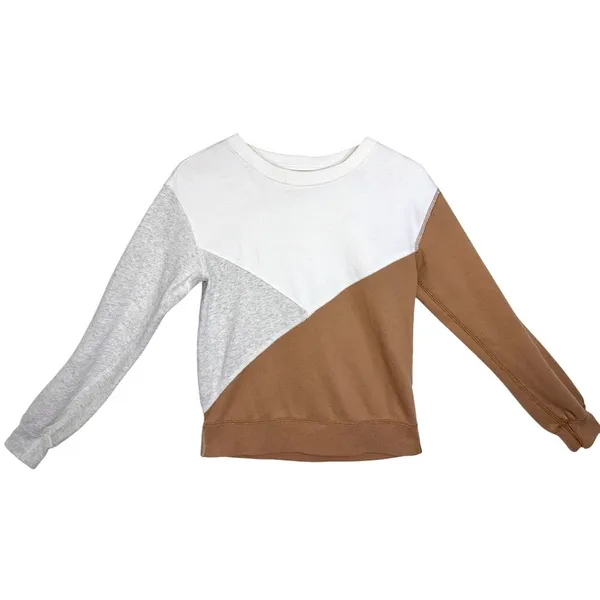 Abercrombie & Fitch Soft AF White Brown Fleece Long Sleeve Sweatshirt Size XXS - Image 2