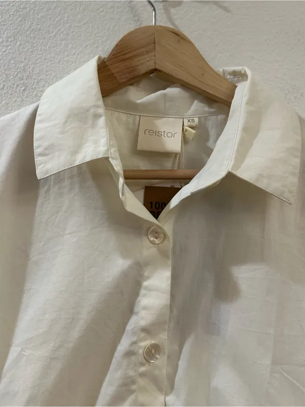 Reistor Women's Oversized Crop Shirt in Off-white Organic Cotton Size XS NWT - Image 4