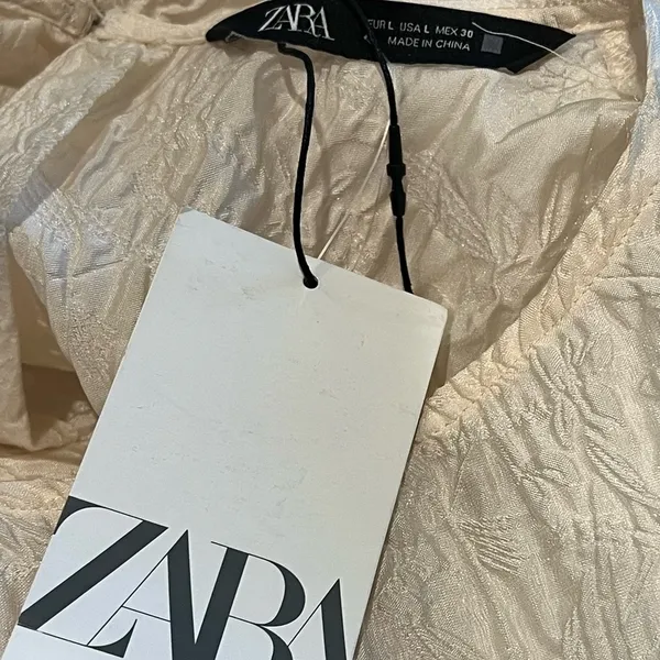 ZARA Voluminous Flounce Mini Dress Ivory NEW Size L - Image 8