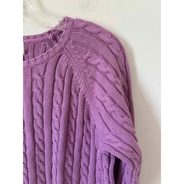 L.L. Bean Cable Crewneck Pullover Sweater Purple Lilac Size Medium - Image 3