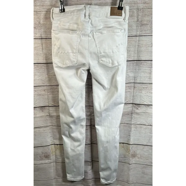 American Eagle Hi Rise Jegging Next Level‎ Stretch Size 4 Regular WHITE Stains - Image 4