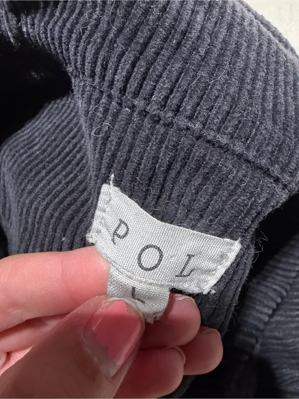 POL Corduroy Button-Up Jacket in Charcoal Black large - Image 3