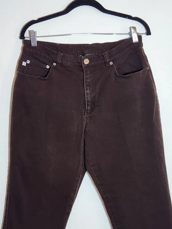 Lauren Ralph Lauren Brown Straight Leg Jeans Size 12 Petite - Image 2