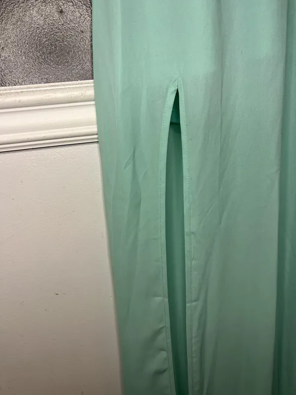 Show Me Your MuMu Dress Womens Large Green Halter Backless Chiffon Maxi Slit - Image 6