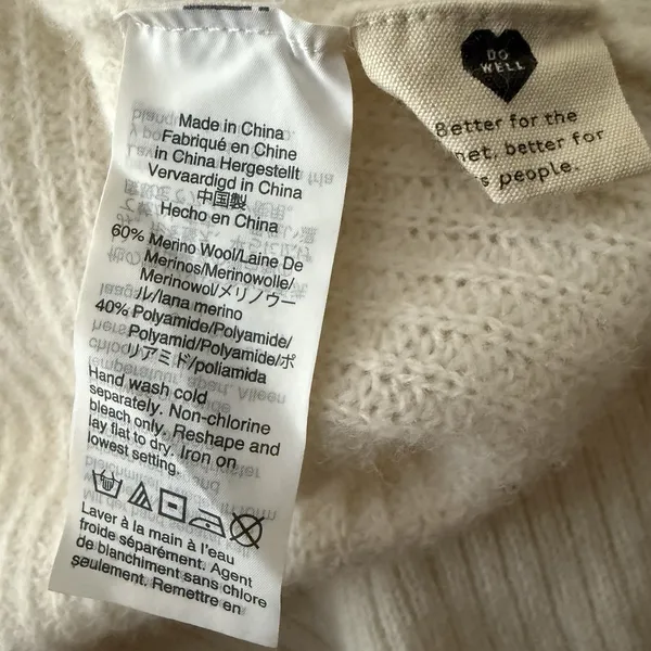 Madewell‎ XS Wool Long Sleeve Quarter Button Henley Pullover Sweater Beige Ivory - Image 8