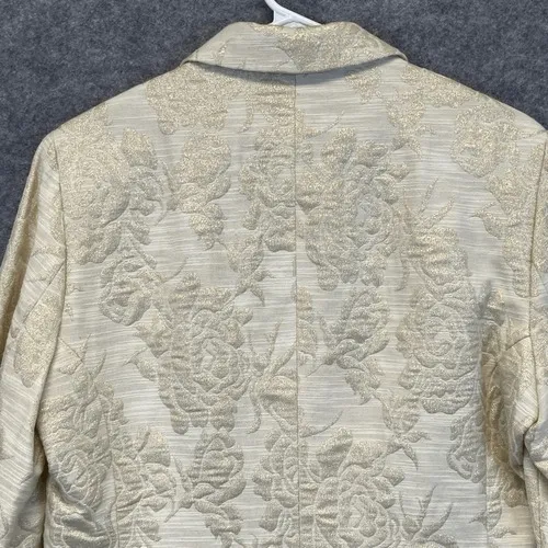 GEORGE Me‎ Designs By Mark Eisen Blazer Women's Size 12 Cream Floral Metallic - Image 9
