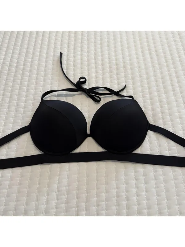 Victoria’s Secret Black Bikini Top Push-up Sz 38C Underwire Swim Padded - Image 2