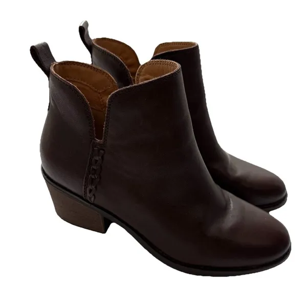 Earth Women’s 6.5‎ Marisole Block Heel Slip On Zipper Brown Leather Ankle Boots - Image 4