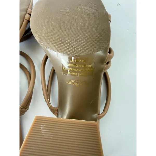 NWOT Abound Austyn Strappy Sandals Patent Leather Block Heel Neutral Nude Tan 9 - Image 7