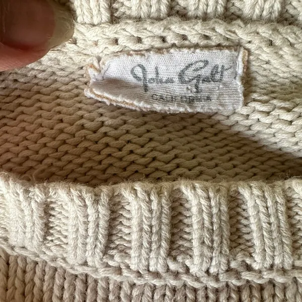 Brandi Melville Crew Neck Cotton Cream Blue Striped Cable Knit Sweater Preppy - Image 8