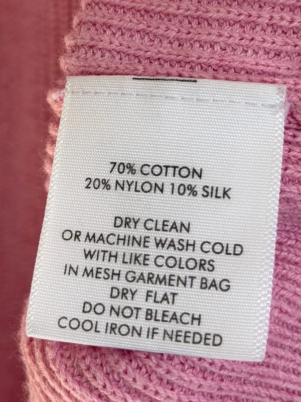 White + Warren Pink Cotton Silk Rib Trim Crew Neck Sweater Size Large - Image 9