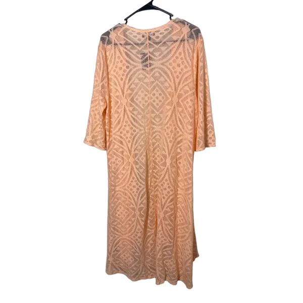 NWT Torrid Peach Geo Hi Lo Mesh Open‎ Front Kimono Cardigan Size M/L - Image 5
