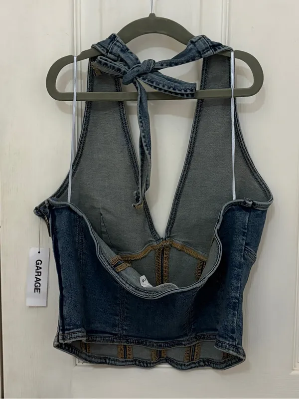 NWT!! Garage Denim Halter Top with Side Zipper - Image 8