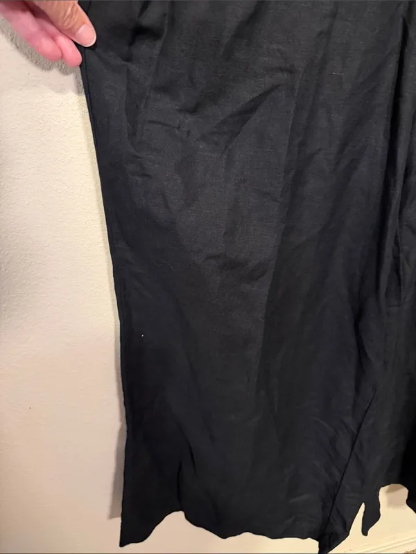 LOFT Black Linen Cap Sleeve Wide Leg Belted Jumpsuit Size XL - Image 6