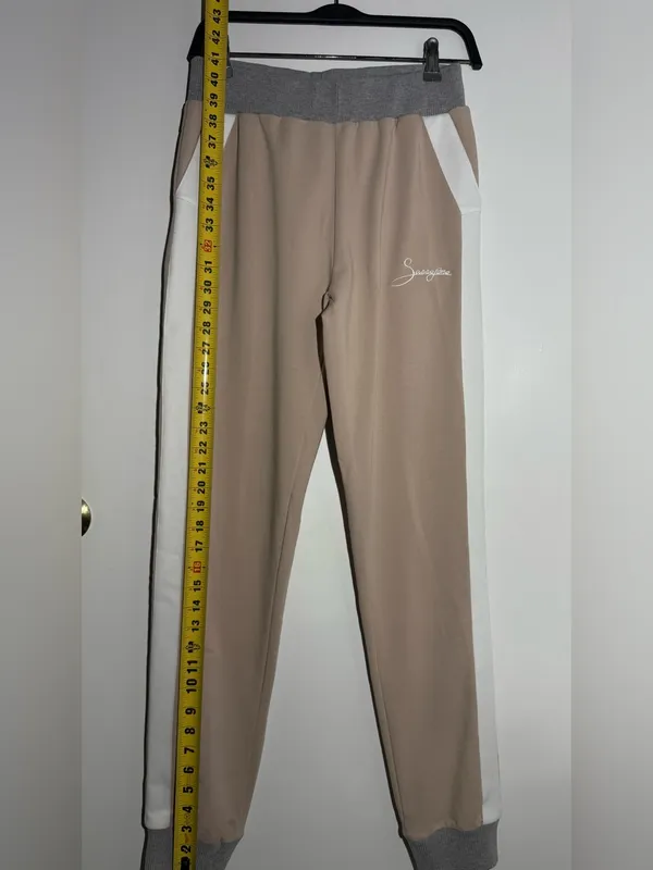 Beige & Cream Track Pants and Jacket Set Cotton - Image 3