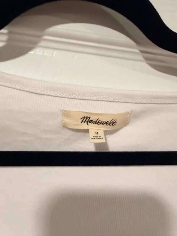 NWOT Madewell Size M White Square Neck Short Sleeve Ribbed Stretch Cropped Top - Image 8