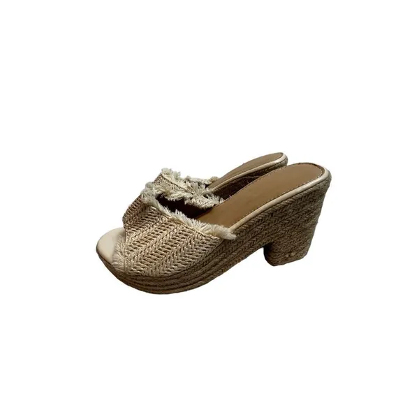 Espadrille Platform sandals off white braid detail ivory sandal sz8 (no tag) - Image 2