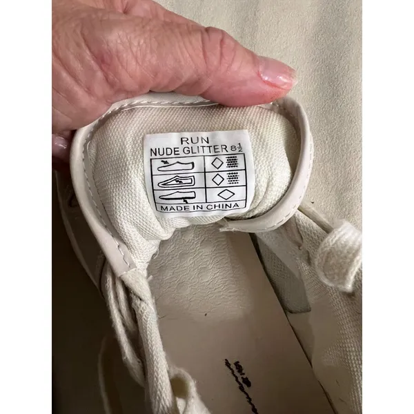 Vintage Havana Glitter Star Sneakers Beige & White Womens Size 8.5 Chic Comfy Sh - Image 10