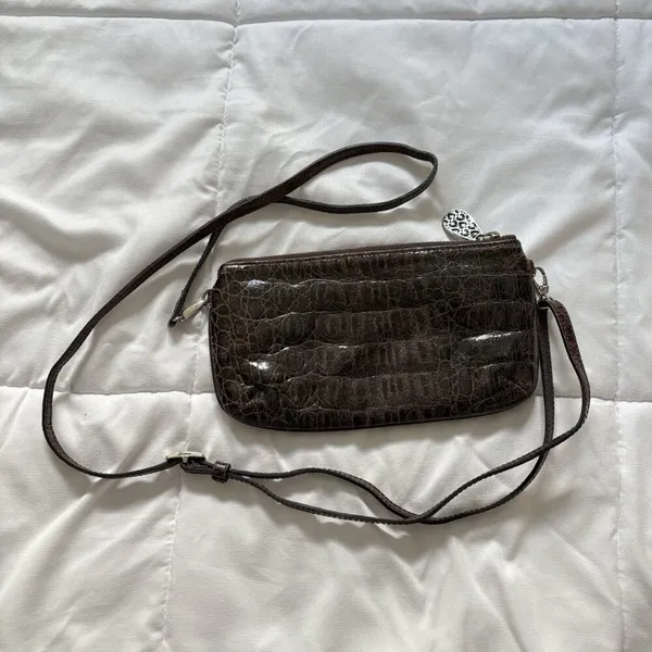 Vintage 90s Y2K Brighton Brown Leather Reptile Print Shoulder Bag‎ Hearts - Image 12