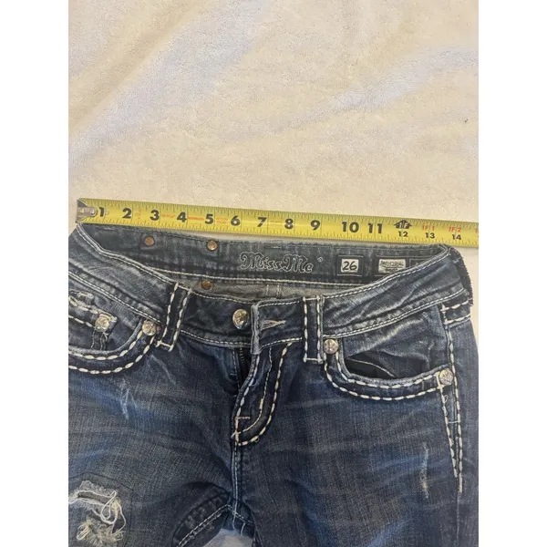 Miss Me Jeans, Women's Size 26, Blue, Denim, Gems Back Pocket, Flared - Image 8