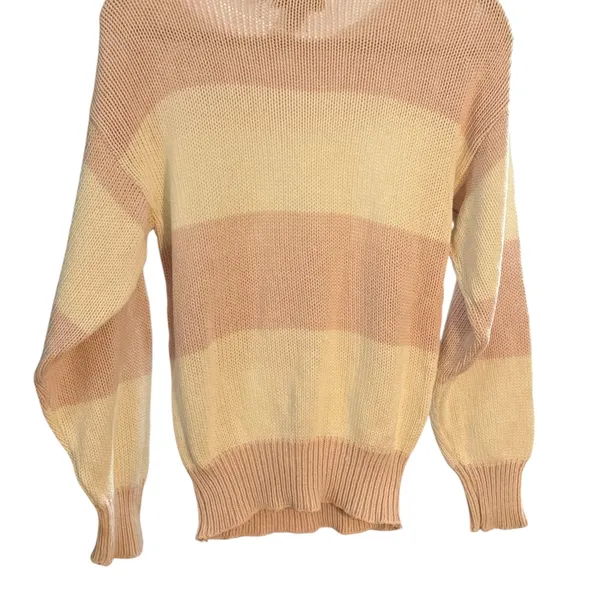 J. Crew Cream & Pink Crew Neck Sweater Sz S Vintage‎ - Image 4