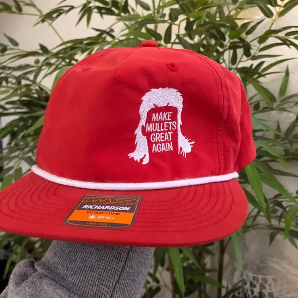 Make mullets great again Richardson Outdoors Red white snapback trucker hat cap Excellent condition - Image 5