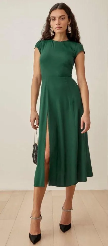 Reformation the Gavin dress in emerald size 4 - Image 9