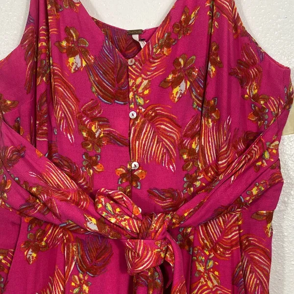 Free People Vibrant Pink Floral Jumpsuit Size 2 100% Viscose - Image 5