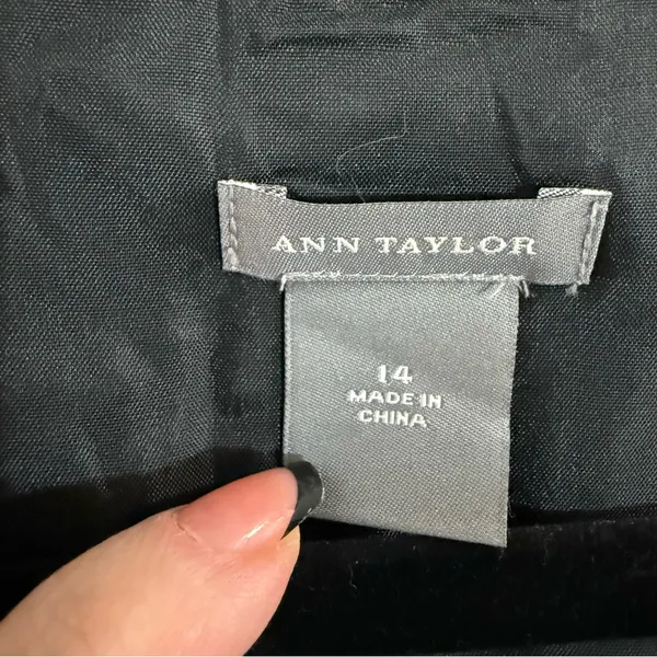 Ann Taylor Linen Black Floral Midi Dress Size 14 - Image 5