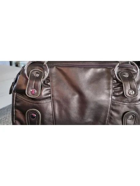 Source Unknown Womens Shoulder Bag Gold Bronze Purse Silver Accents Rectangle Coquette Charm - Image 3