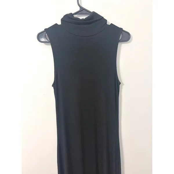 New Day Black Sleeveless Turtleneck Maxi Dress Small Modal Blend NEW Minimalism - Image 10