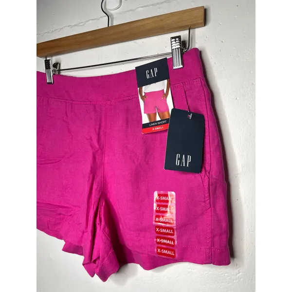 NEW Gap Womens Pink Linen Pull On Shorts Size X-Small - Image 2