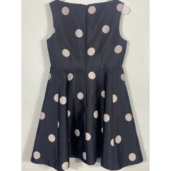 $448 KATE SPADE SPOTLIGHT V NECK BLACK & PINK POLKA DOT DRESS SIZE 8 A-Line - Image 5
