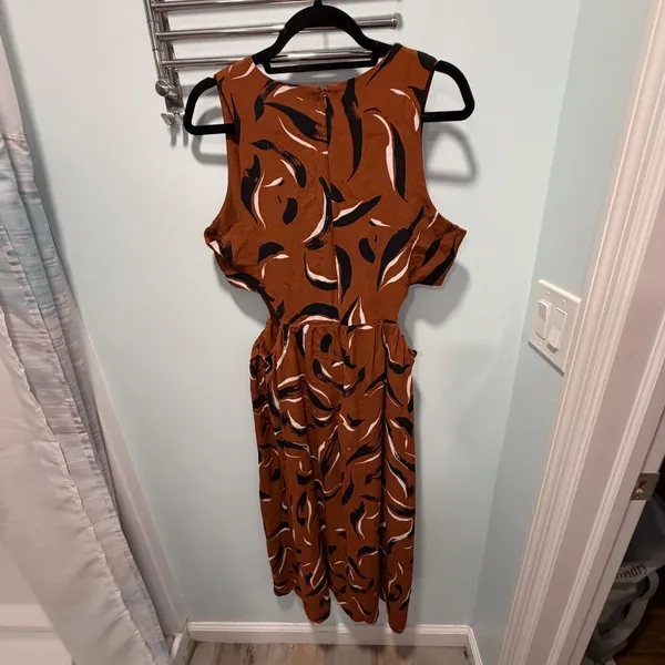 Corey Lynn Calter Size L Rust Brown Abstract Cutout Sleeveless Midi Dress - Image 3