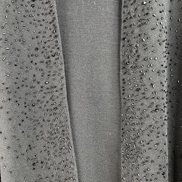 Eileen Fisher S Cardigan Black Beaded Merino Wool Open Front Italian Yarn Luxury - Image 5