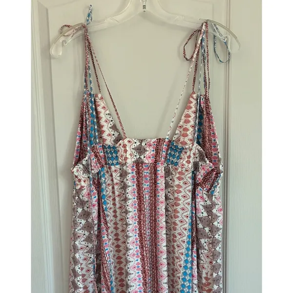 Lulus Boho Geometric Print Tassel Tie-Strap Smocked Maxi Dress Multicolor Medium - Image 14