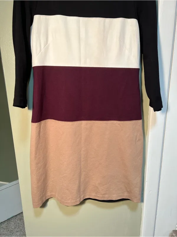 White House Black Market Women's‎ Size 6 Colorblock Shift Dress 3/4 Sleeve Ponte - Image 6