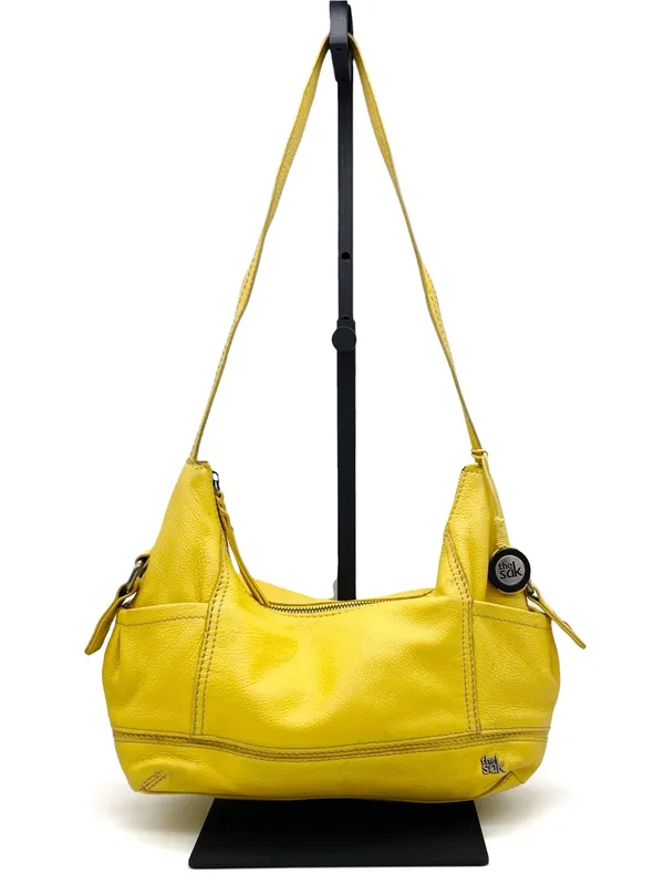 The Sak Kendra Hobo Shoulder Bag Mustard Yellow Leather Slouchy Zip Pocket Purse - Image 2