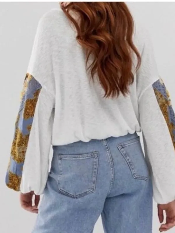 Free People Casual Clash top -Ivory Medium - Image 4