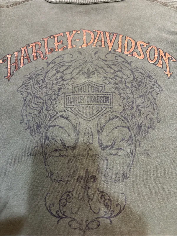 Harley Davidson olive green long sleeve shirt - Image 5