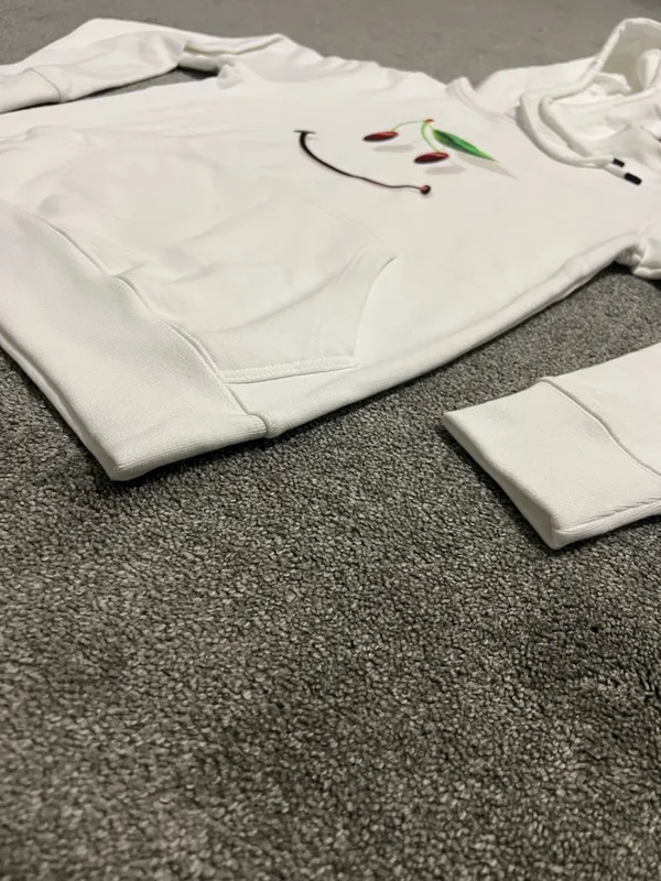 Arket White Pullover Hoodie with Yellow Label - Image 3